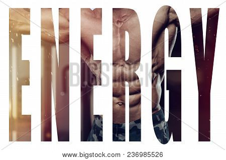 Brutal Strong Bodybuilder Athletic Men Pumping Up Muscles With Dumbbells