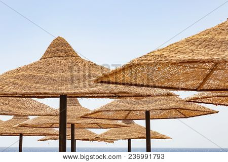 Umbrellas On The Beach At Sharm El Sheikh Beach, Egypt