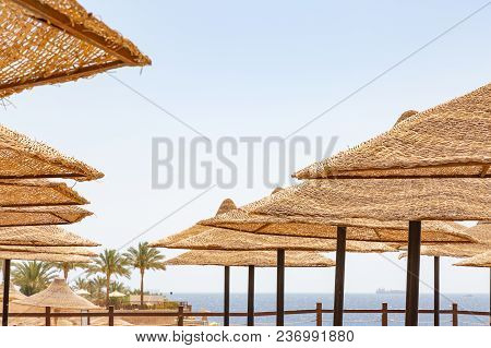 Umbrellas On The Beach At Sharm El Sheikh Beach, Egypt