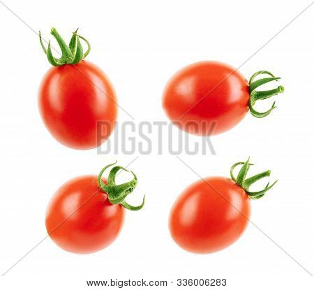Set Of Cherry Tomatoes On A White Background