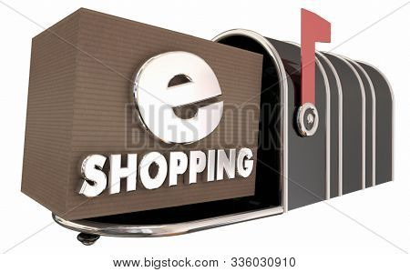 E-Shopping Mailbox Package Online Store Buying Box 3d Illustration