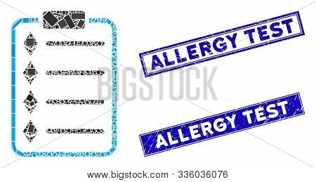 Mosaic Ethereum List Pad Pictogram And Rectangular Allergy Test Watermarks. Flat Vector Ethereum Lis
