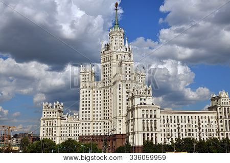 Moscow, Russia - 02 June. 2019. Famous Skyscraper On Kotelnicheskaya Embankment