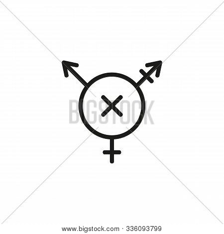 Transphobia Thin Line Icon. Transgender, Transsexual Symbol, Prohibition Isolated Outline Sign. Disc