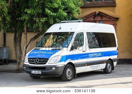 Frankfurt Am Main, Germany - September 17, 2019: Police Van Mercedes-benz Sprinter (w906) In The Cit