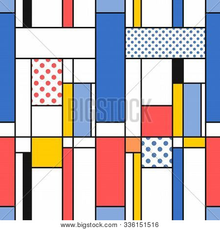 Modern Pattern - Seamless Texture In Mondrian Style. Design For Gift Wrapping Paper Or Bedsheet.