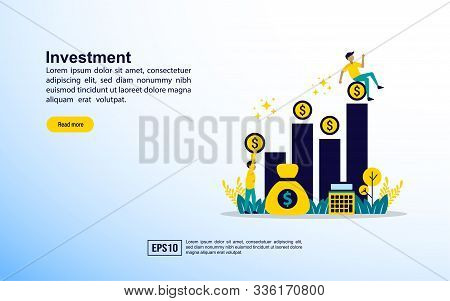 Investment Concept With Icon And Character. Template For Web Landing Page, Banner, Presentation, Soc