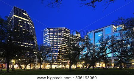 Regina, Saskatchewan/canada - July 27: View Of The Regina, Canada Downtown At Night, [july 27, 2017]