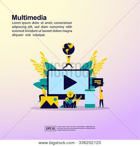Multimedia Concept With People Character For Banner, Presentation, Marketing Resource, Promotion