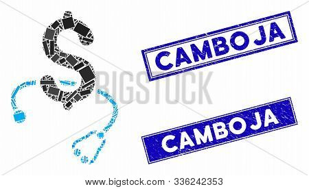 Mosaic Medical Business Icon And Rectangle Camboja Seals. Flat Vector Medical Business Mosaic Icon O