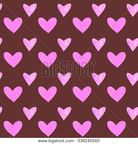 Seamless Pattern With Watercolor Hearts. Romantic Love Hand Drawn Backgrounds Texture. For Greeting 