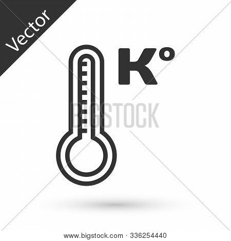 Grey Meteorology Thermometer Measuring Heat And Cold Icon Isolated On White Background. Temperature 