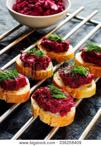 Phali is a traditional dish of Georgian cuisine. Beets, Walnuts, Spicy Herbs. Vegan food