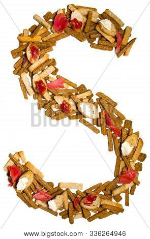 The Letters Of The English Alphabet From Crispy Bread Crumbs. Isolated. Concept For Design.