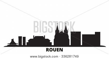 France, Rouen City Skyline Isolated Vector Illustration. France, Rouen Travel Black Cityscape