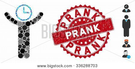 Mosaic Time Manager Icon And Rubber Stamp Watermark With Prank Caption. Mosaic Vector Is Created Wit
