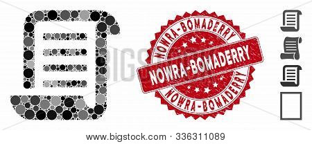 Mosaic Roll Document Icon And Distressed Stamp Seal With Nowra-bomaderry Text. Mosaic Vector Is Crea