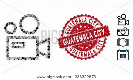 Collage Camera Icon And Grunge Stamp Seal With Guatemala City Phrase. Mosaic Vector Is Designed With