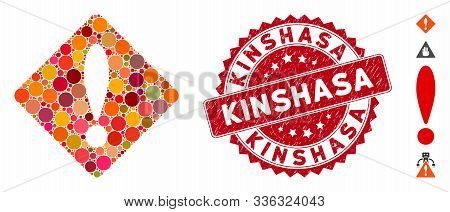 Collage Error Icon And Grunge Stamp Seal With Kinshasa Caption. Mosaic Vector Is Created With Error 