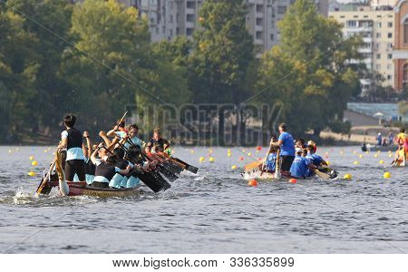 Kyiv, Ukraine - September 13, 2019: Icf Dragon Boat Club Crew World Championships 2019 On Dnipro Riv