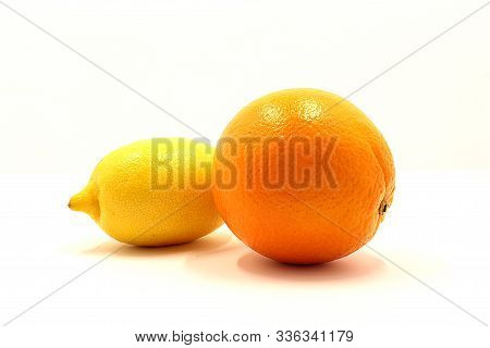 Excellent, Beautiful, Healthy Citrus Fruits On A White Background