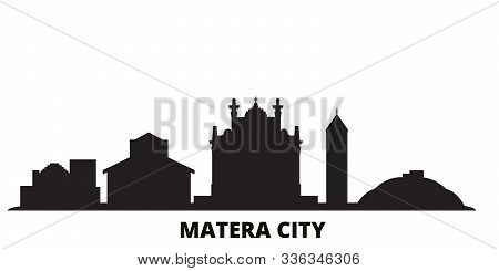 Italy, Matera City City Skyline Isolated Vector Illustration. Italy, Matera City Travel Black Citysc
