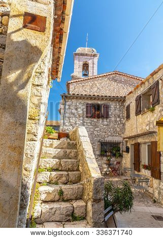 View Of Gourdon, A Small Medieval Village In Provence, France. Gourdon Is Listed Under The Most Beau