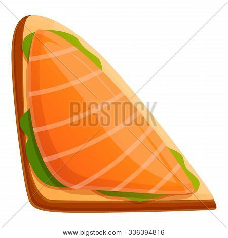 Salmon Toast Icon. Cartoon Of Salmon Toast Vector Icon For Web Design Isolated On White Background