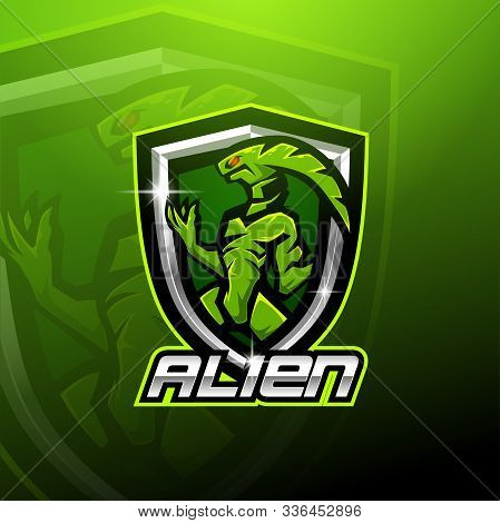 Alien Esport Mascot Logo Design With Text
