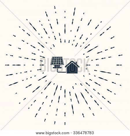 Grey House With Solar Panel Icon Isolated On Beige Background. Ecology, Solar Renewable Energy. Eco-