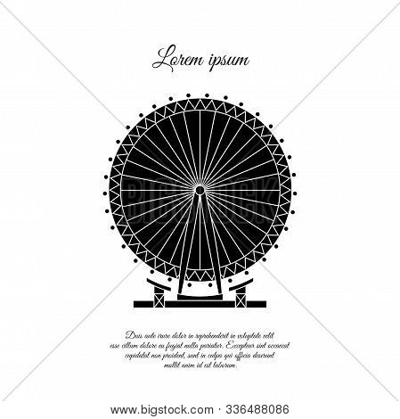 Novomoskovsk, Ukraine - March 16, 2019: London Eye, Ferris Wheel Vector Icon, Sign, Symbol