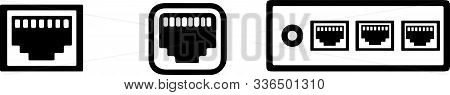 Rj45 Port  Icon On White Background  Silhouette, Socket, Speed