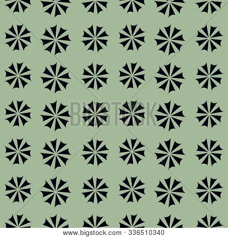 Black Geometric Flower Seamless Repeat Pattern Tile.