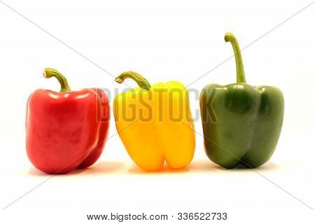 Ripe Beautiful Vegetables, Paprika On A White Background