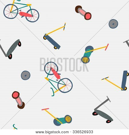 City Transportation Active Life Style Seamless Pattern Illustration Simple Card. Fast Move Vector. U
