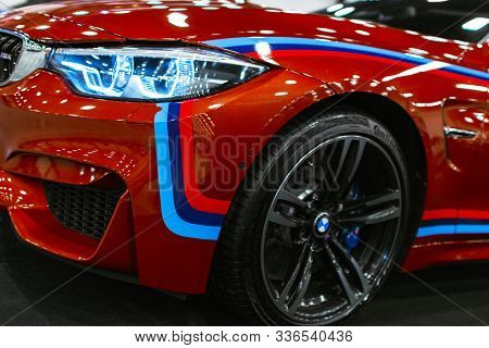 Sankt-petersburg Russia July 21 2017: Front View Of A Bmw M4 Sports Car. M Performance Edition. Car 