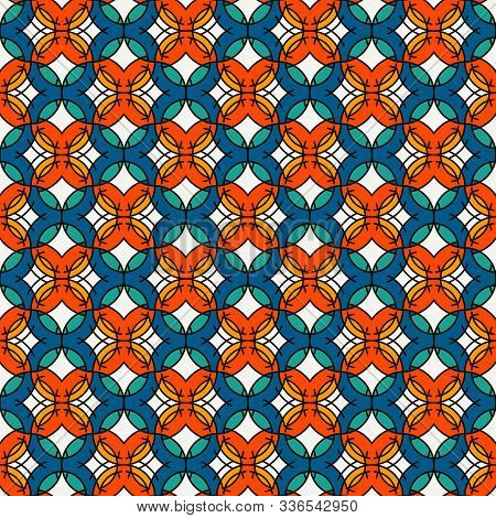 Floral Mosaic Tile Ornament. Ethnic, Tribal Background. Ornamental Seamless Surface Pattern. Repeate