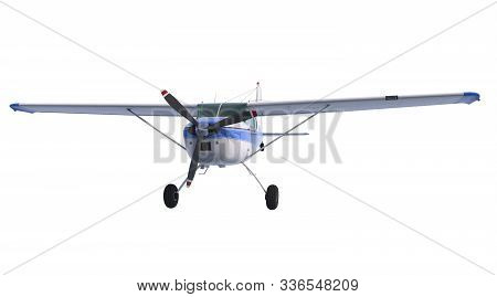 Light Aircraft Isolated On White Background. Bush Plane. 3d Rendering. Propeller Driven Single Engin