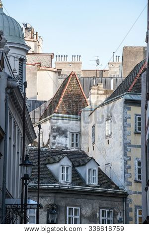 Typical Narrow Street Of Innere Stadt, The Inner City Of Vienna, With Its Typical Historical Medieva