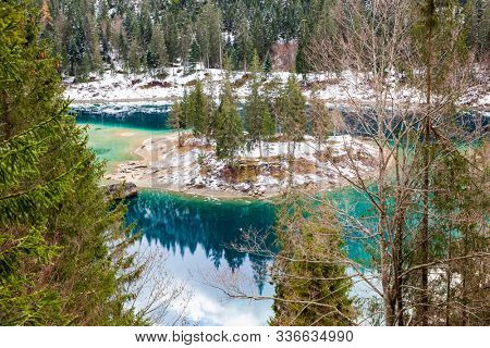 amazing turquoise water of Caumasee Switzerland
