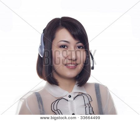 Ung asiatisk pige med et Headset, kasakhisk