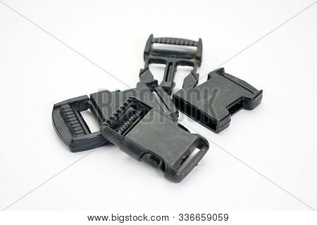 Black Plastic Fastener - Fastex For The Manufacture Of Backpacks. Reinforced Plastic Carbine For Mil