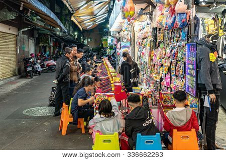 Taipei, Taiwan - Nov 12, 2019 : Sanhe Night Market, Famous Night Market And Travel Destination, Peop