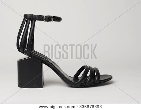 Black Formal Heels For Women’s With Multiple Straps And White Background