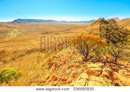 Northern Territory, Central Australia Outback. Aerial View From Viewpoint Of Ormiston Pound Walk, A 