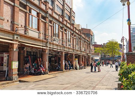 Taipei, Taiwan - Nov 12, 2019 : Dihua Street Market, Famous Tourist Attraction, People Can Seen Walk