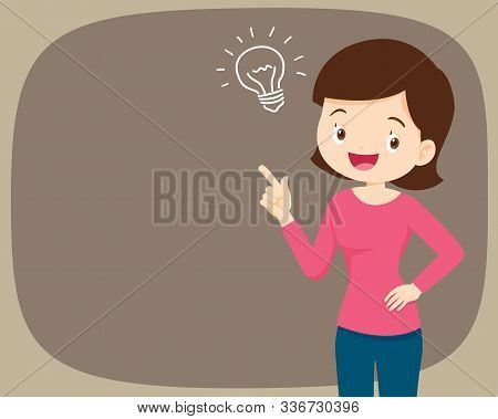 Woman Standing Thinking Get Idea.youngwoman Looking Up On Empty Or Blank.mother Thinks About Problem
