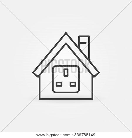 House With Us Socket Vector Outline Icon Or Symbol