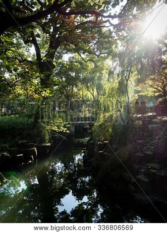 Suzhou, China - October 30, 2017: Evening At Lingering Garden, One Of  The Famous Classical Gardens 