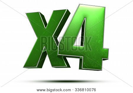 X4 3d Green On White Background.(with Clipping Path).